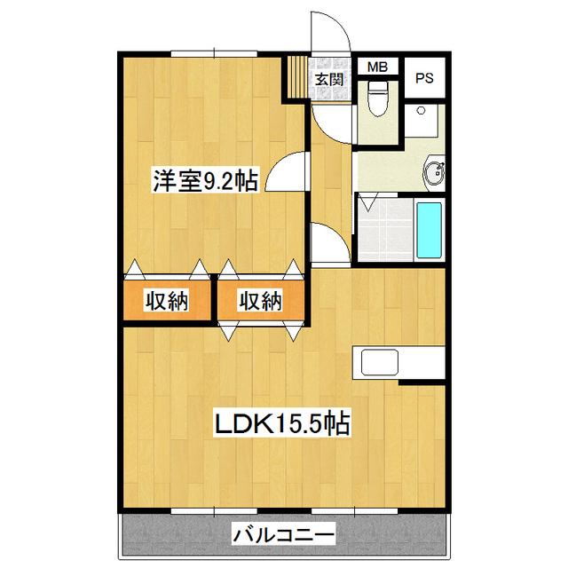 メルヴェイユマンションアネックス(1LDK/1階)の間取り写真