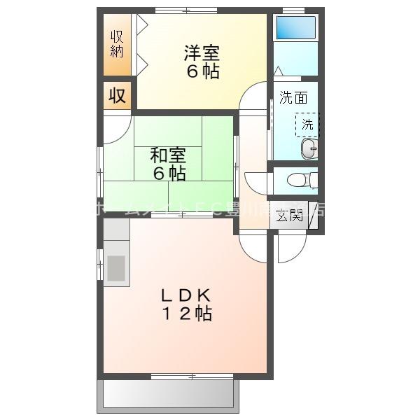 グリーンステージ東橋良 A(2LDK/1階)の間取り写真