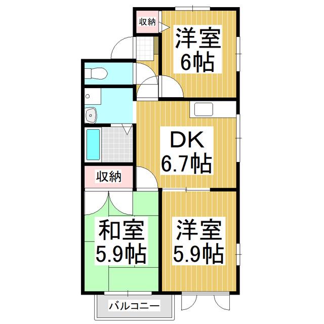 ディアスちごちごA(3DK/2階)の間取り写真