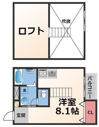 FOR REALIZE友井(1K/1階)の間取り写真