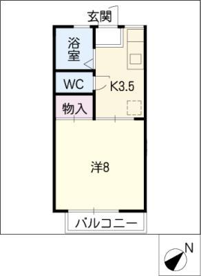 グリーンコーポ伊倉 B棟(1K/1階)の間取り写真