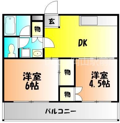 グランツ西古松II(2DK/2階)の間取り写真
