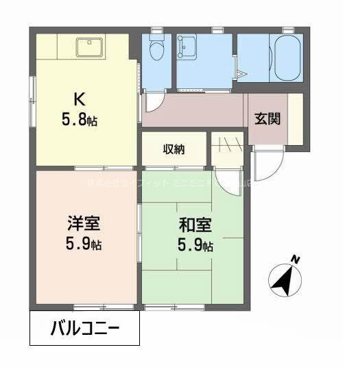 メゾン ラッキービレッジII(2K/2階)の間取り写真