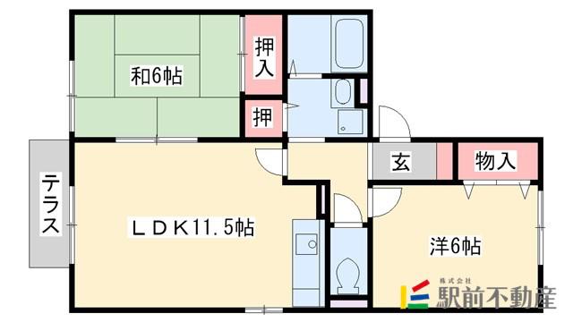 ラヴィタ春日(2LDK/1階)の間取り写真