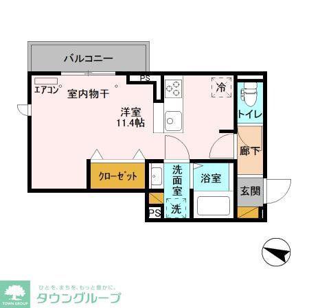 メゾンフェリーチェおおたかの森(ワンルーム/2階)の間取り写真