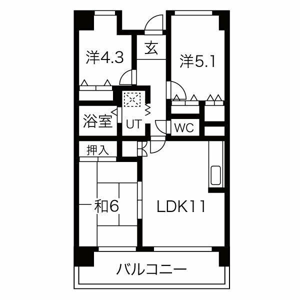 CH158RESIDENCE NAKANOSHIMA(3LDK/4階)の間取り写真