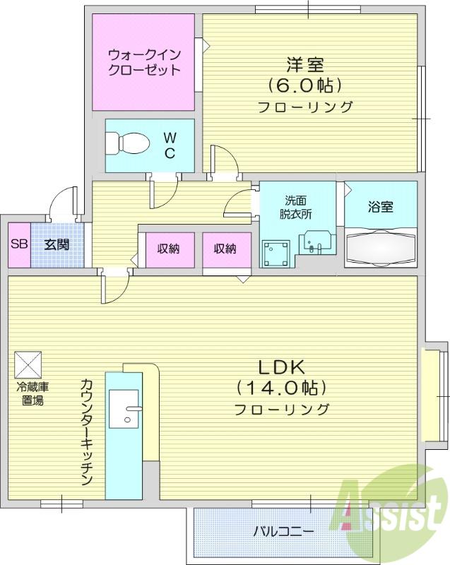 エクセレント K A(1LDK/1階)の間取り写真