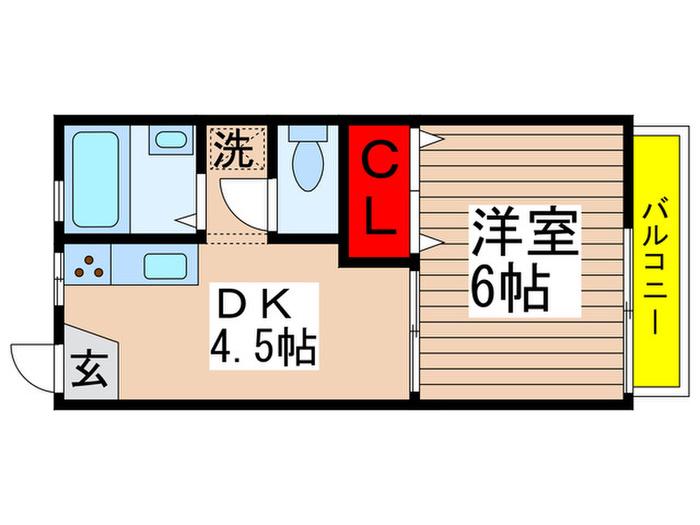 ベルアーバンハイツ(1DK/2階)の間取り写真