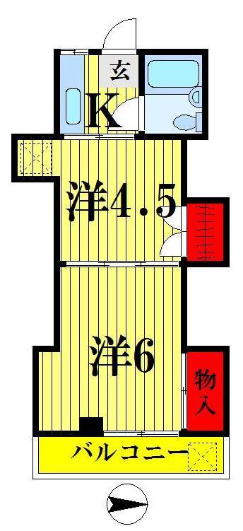 共和マンション(2K/3階)の間取り写真
