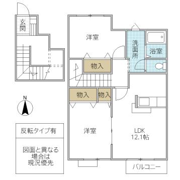 サン・ヒルズ永国C(2DK/2階)の間取り写真