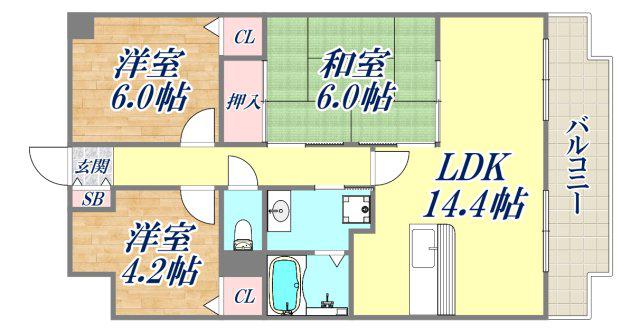 ココ西宮(3LDK/3階)の間取り写真
