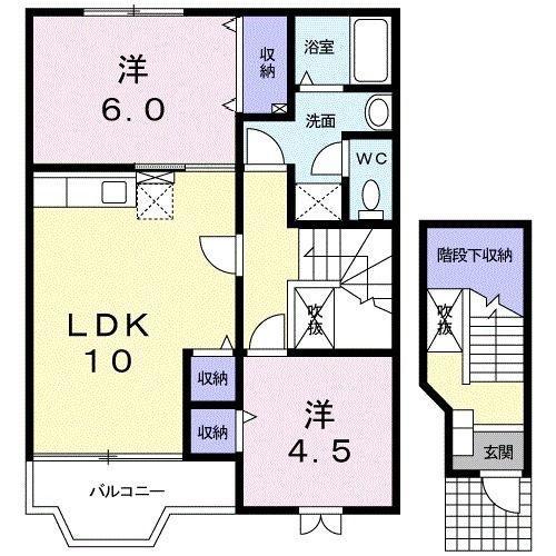 グローリア・T(2LDK/2階)の間取り写真