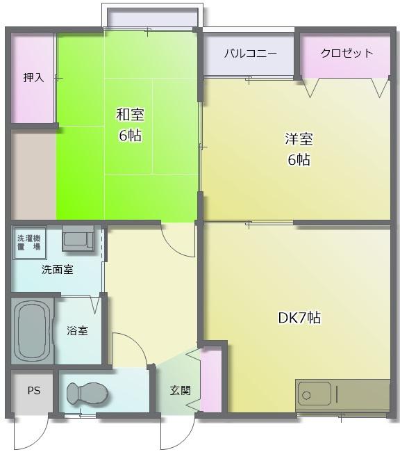 どむーるはぎわら(2DK/1階)の間取り写真