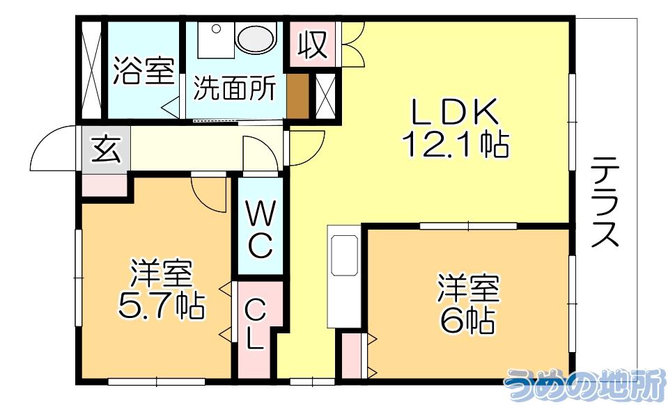 アムールTMKEISHI(2LDK/2階)の間取り写真