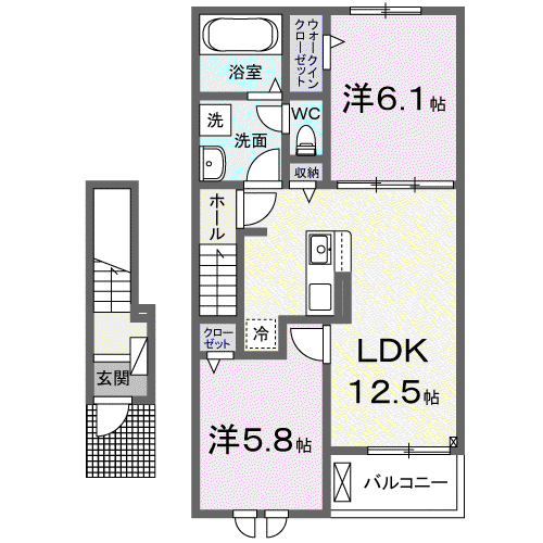 エンドア(2LDK/2階)の間取り写真