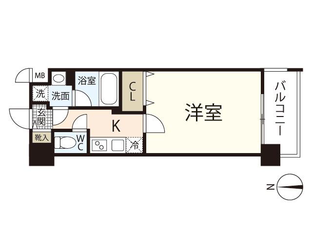レジデンスカープ南中央町(1K/4階)の間取り写真