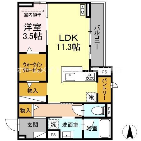 D-AVANCE西塚(1LDK/2階)の間取り写真