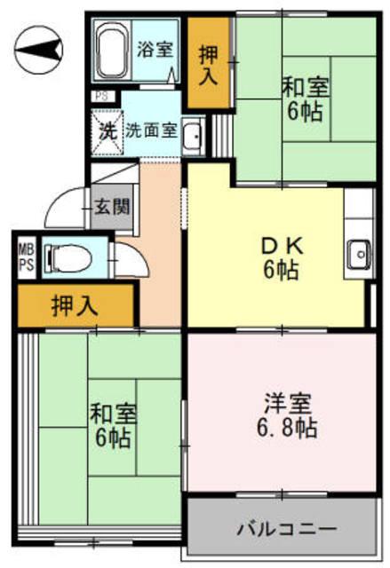 フラワーヒルまつもと(3DK/3階)の間取り写真
