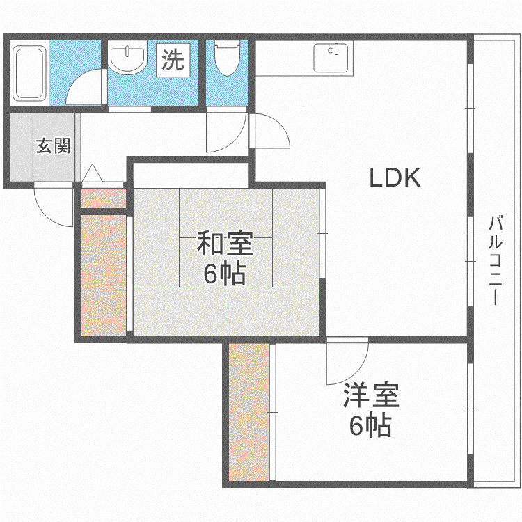 サンシャイン中島公園(2LDK/4階)の間取り写真