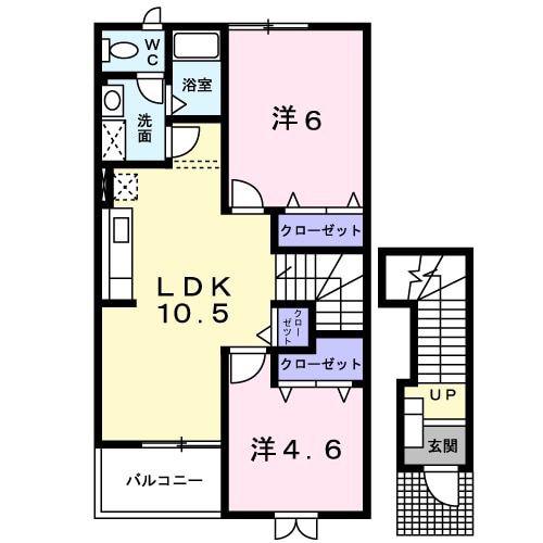 サンパティーク(2LDK/2階)の間取り写真
