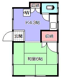 竹内荘(1K/1階)の間取り写真