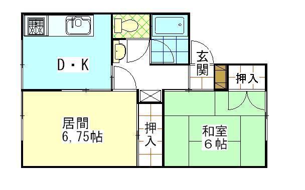 港北ハイツ(2DK/1階)の間取り写真