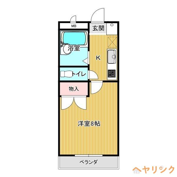 フリーダム星の宮(1K/4階)の間取り写真