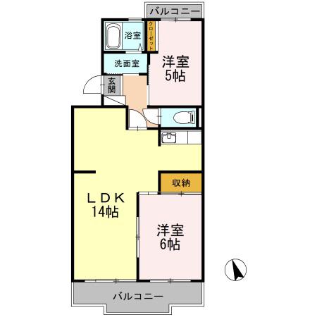 ハビテーションWADA(2LDK/1階)の間取り写真