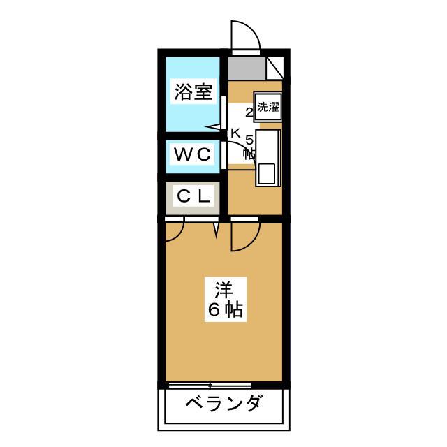 シャトル(1K/2階)の間取り写真