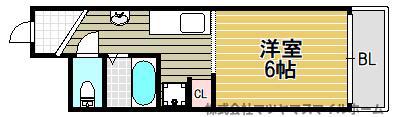 ソルテ住道(1K/2階)の間取り写真