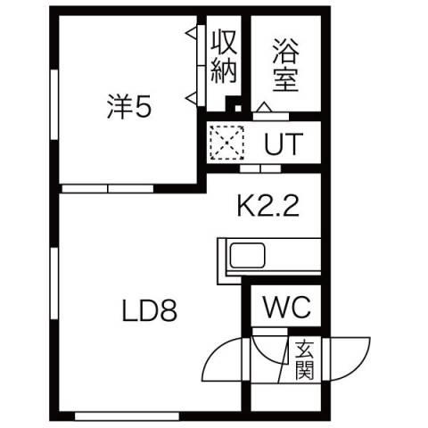 LICHTRARE北大ウエスト(1LDK/4階)の間取り写真