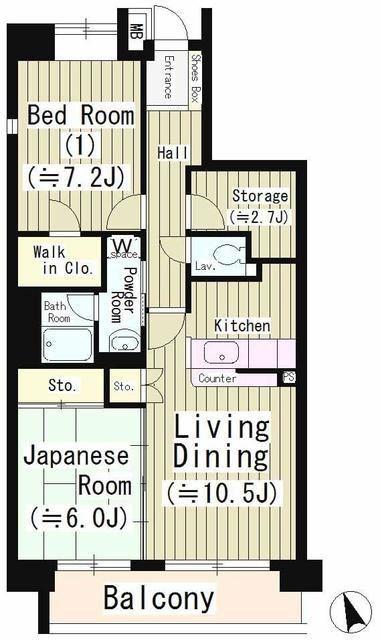 ファインクレスト若葉台(2LDK/7階)の間取り写真