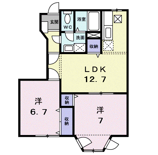 サニーヒルズ(2LDK/1階)の間取り写真