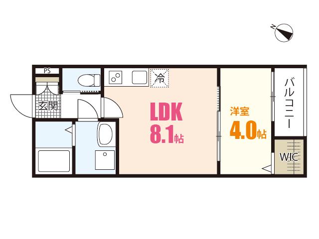 セブンプロートギオンクレスト(1LDK/2階)の間取り写真