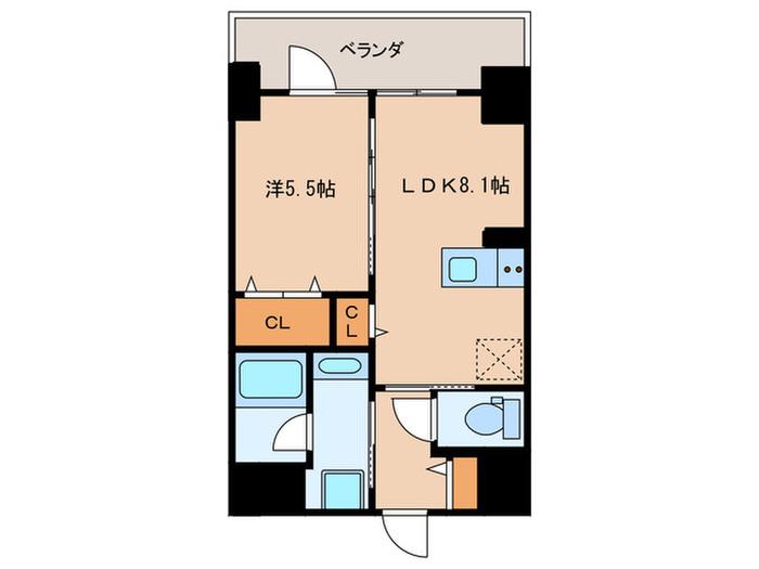 カサ・デ・シャローム(1LDK/8階)の間取り写真