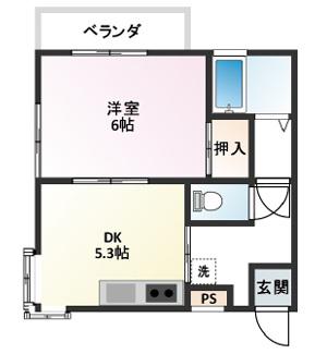 シャトリエI(1DK/2階)の間取り写真