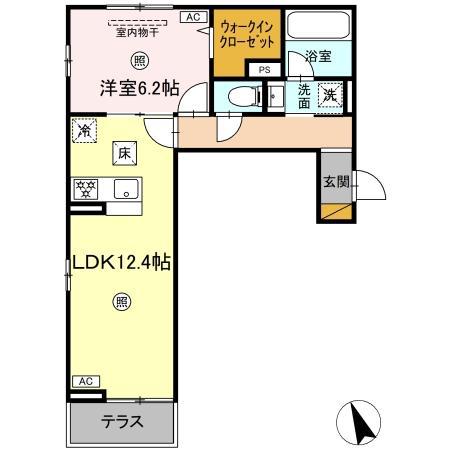 D-CORAL(1LDK/2階)の間取り写真