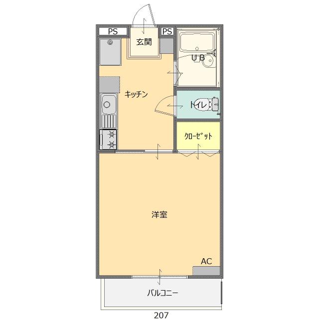 テラルージュ協栄(1K/1階)の間取り写真