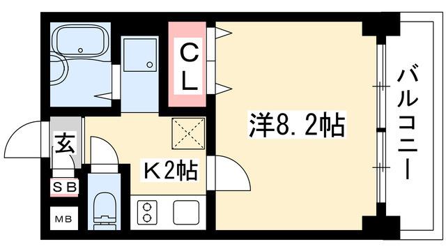 サンドリヨンゴキソ(1K/3階)の間取り写真