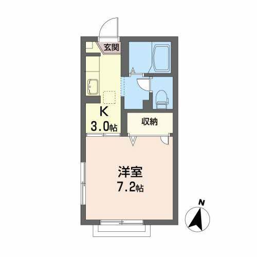 アヴニール北仙北(1K/1階)の間取り写真