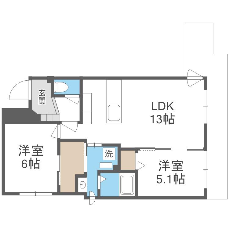 ASSE円山桜並木(2LDK/4階)の間取り写真