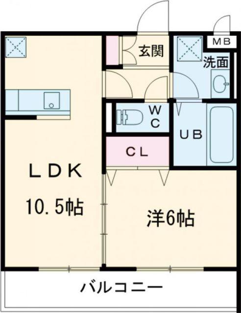 リコルテ東福生(1LDK/1階)の間取り写真