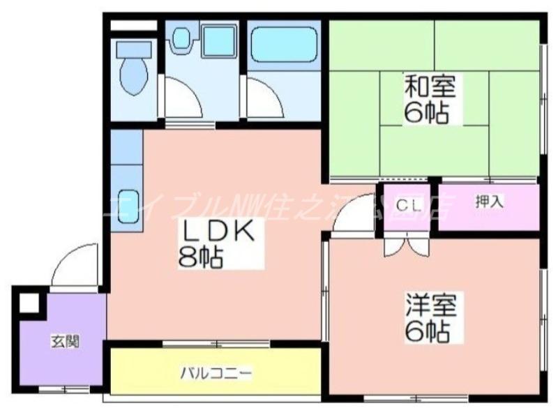 ファミール御崎(2LDK/3階)の間取り写真