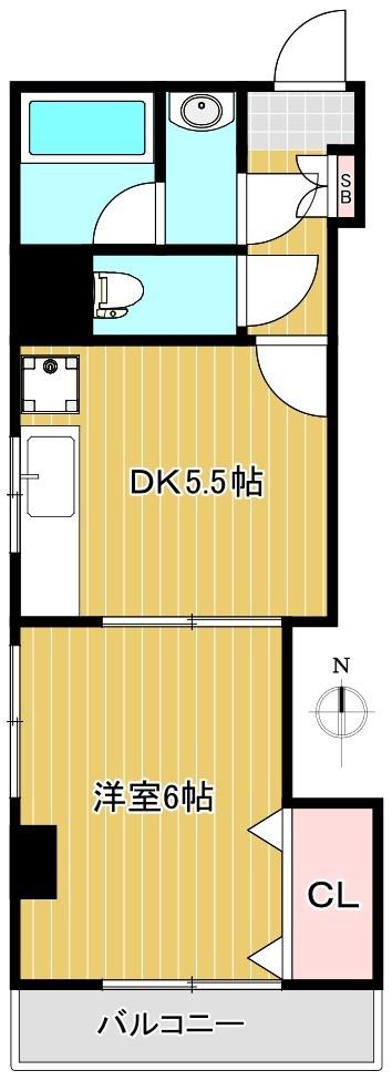 シャトレ東高円寺(1DK/5階)の間取り写真