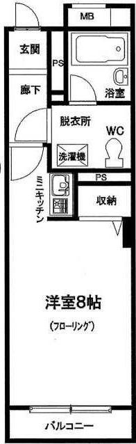 メゾンエビハラ(ワンルーム/1階)の間取り写真