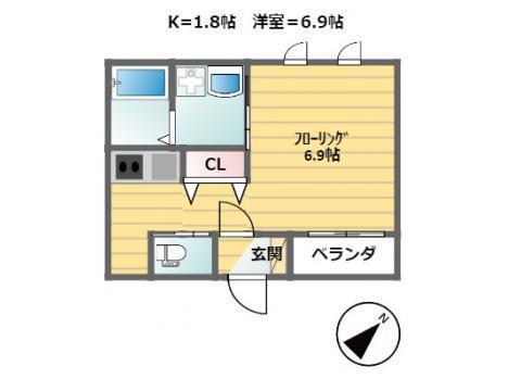 KOUGETSU(1K/1階)の間取り写真