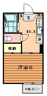 ラプラス鶴川(1K/1階)の間取り写真