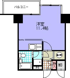 ライオンズマンション中央通(ワンルーム/4階)の間取り写真