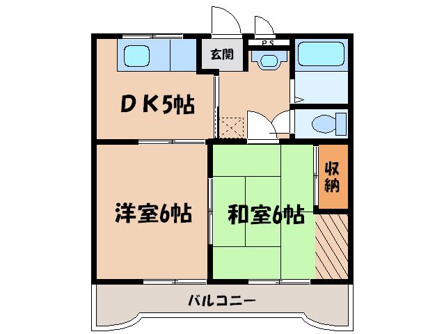 マスカットハウスB(2DK/1階)の間取り写真