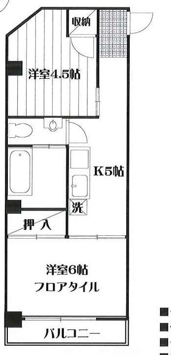 金健ビル(2K/2階)の間取り写真